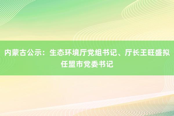 内蒙古公示：生态环境厅党组书记、厅长王旺盛拟任盟市党委书记